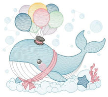 Charger l&#39;image dans la galerie, Whale embroidery designs - Fish embroidery design machine embroidery pattern - Ocean embroidery file - sea animal embroidery whale design
