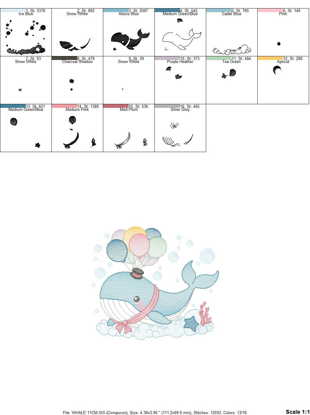 Whale embroidery designs - Fish embroidery design machine embroidery pattern - Ocean embroidery file - sea animal embroidery whale design Marcia Embroidery