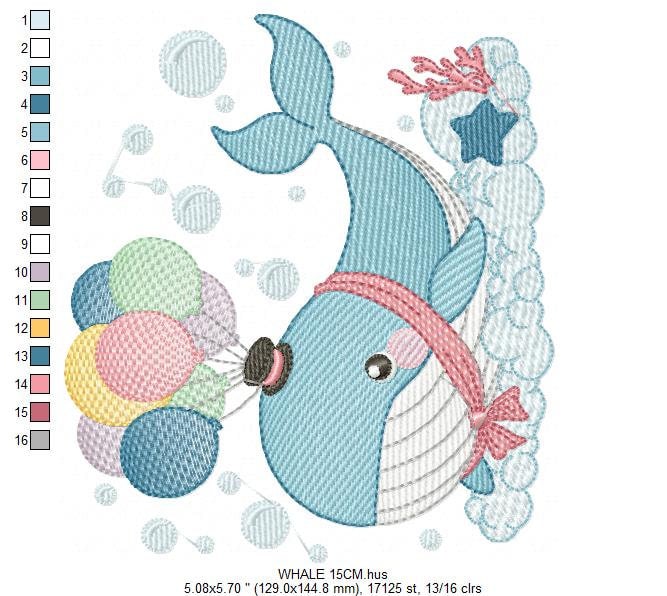 Whale embroidery designs - Fish embroidery design machine embroidery pattern - Ocean embroidery file - sea animal embroidery whale design Marcia Embroidery