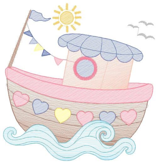 Boat embroidery designs - Sailboat embroidery design machine embroidery pattern - Nautical file instant download - Fishing Boat design boy