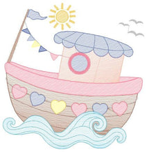 Carica l&#39;immagine nel visualizzatore di Gallery, Boat embroidery designs - Sailboat embroidery design machine embroidery pattern - Nautical file instant download - Fishing Boat design boy

