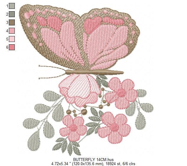 Butterfly embroidery design - Animal embroidery designs machine embroidery pattern - baby girl embroidery file - instant download digital