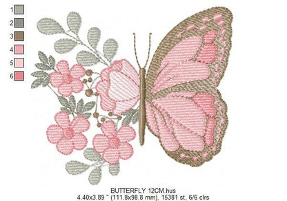 Butterfly embroidery design - Animal embroidery designs machine embroidery pattern - baby girl embroidery file - instant download digital
