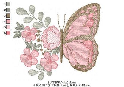 Butterfly embroidery design - Animal embroidery designs machine embroidery pattern - baby girl embroidery file - instant download digital