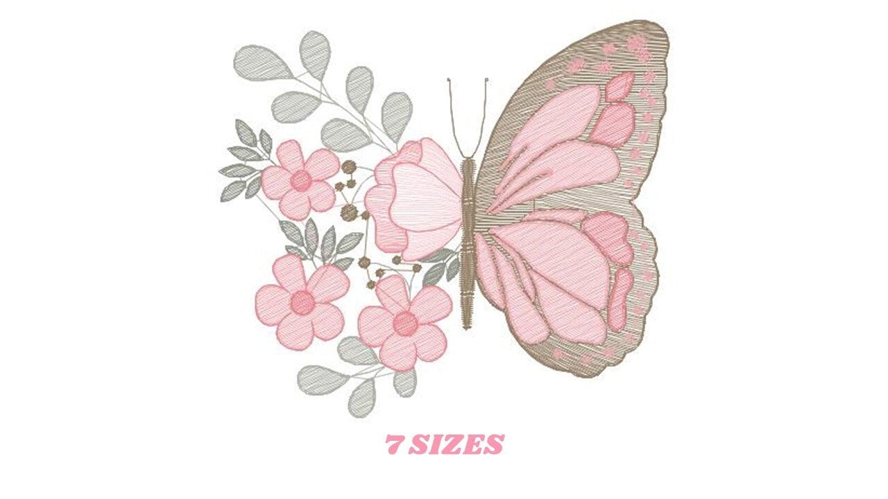 Butterfly embroidery design - Animal embroidery designs machine embroidery pattern - baby girl embroidery file - instant download digital