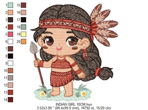 Indian Girl embroidery designs - Fairy embroidery design machine embroidery pattern - baby girl embroidery file - instant download pes jef