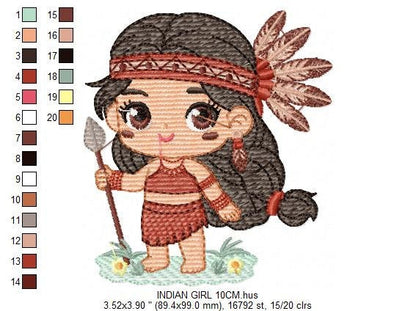 Indian Girl embroidery designs - Fairy embroidery design machine embroidery pattern - baby girl embroidery file - instant download pes jef