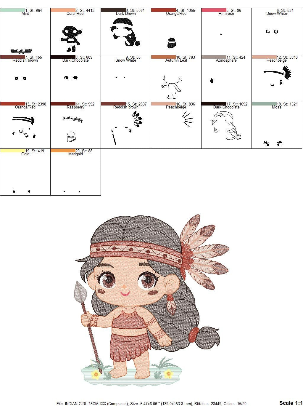 Indian Girl embroidery designs - Fairy embroidery design machine embroidery pattern - baby girl embroidery file - instant download pes jef