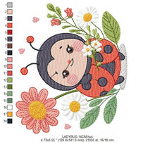 Cargar imagen en el visor de la galería, Ladybug embroidery designs - Girl embroidery design machine embroidery pattern - Insect life embroidery file - garden embroidery spring
