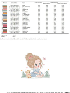 Baby girl embroidery designs - Children embroidery design machine embroidery pattern - girl with flower embroidery file  princess embroidery