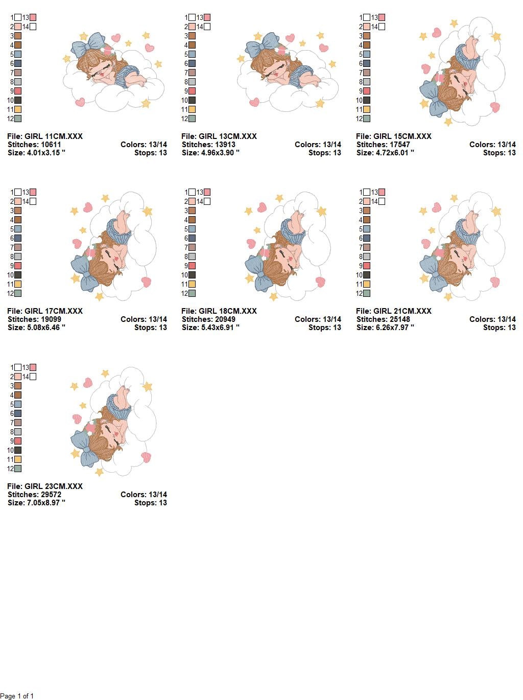 Angel embroidery designs - Baby girl embroidery design machine embroidery pattern - Angel with clouds embroidery file - instant download