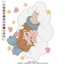 Charger l&#39;image dans la galerie, Angel embroidery designs - Baby girl embroidery design machine embroidery pattern - Angel with clouds embroidery file - instant download
