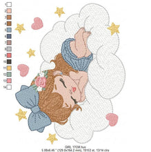 Charger l&#39;image dans la galerie, Angel embroidery designs - Baby girl embroidery design machine embroidery pattern - Angel with clouds embroidery file - instant download
