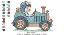 Charger l&#39;image dans la galerie, Old car embroidery design - Baby Boy embroidery designs machine embroidery pattern - Vehicle embroidery file - instant digital download pes
