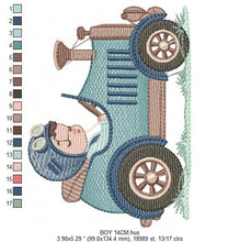 Carica l&#39;immagine nel visualizzatore di Gallery, Old car embroidery design - Baby Boy embroidery designs machine embroidery pattern - Vehicle embroidery file - instant digital download pes
