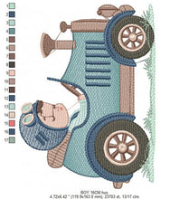 Laden Sie das Bild in den Galerie-Viewer, Old car embroidery design - Baby Boy embroidery designs machine embroidery pattern - Vehicle embroidery file - instant digital download pes
