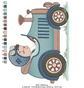 Old car embroidery design - Baby Boy embroidery designs machine embroidery pattern - Vehicle embroidery file - instant digital download pes