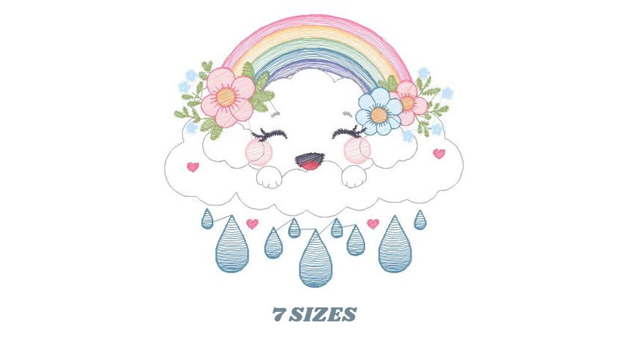 Cloud embroidery design - rainbow embroidery designs machine embroidery pattern - sky embroidery file - kid embroidery rainbow fill stitch Marcia Embroidery