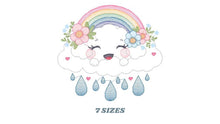 Carica l&#39;immagine nel visualizzatore di Gallery, Cloud embroidery design - rainbow embroidery designs machine embroidery pattern - sky embroidery file - kid embroidery rainbow fill stitch
