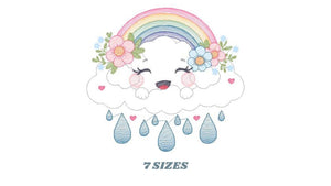 Cloud embroidery design - rainbow embroidery designs machine embroidery pattern - sky embroidery file - kid embroidery rainbow fill stitch