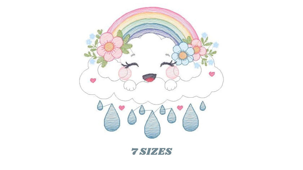 Cloud embroidery design - rainbow embroidery designs machine embroidery pattern - sky embroidery file - kid embroidery rainbow fill stitch