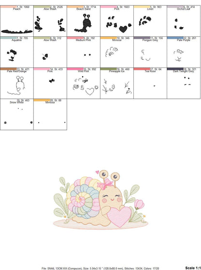 Snail embroidery design - Animal embroidery designs machine embroidery pattern - Slug baby girl embroidery file - instant download digital