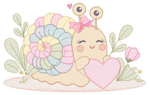 Snail embroidery design - Animal embroidery designs machine embroidery pattern - Slug baby girl embroidery file - instant download digital