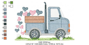 Truck embroidery designs - Vehicle embroidery design machine embroidery pattern - baby boy embroidery file - instant digital download filled