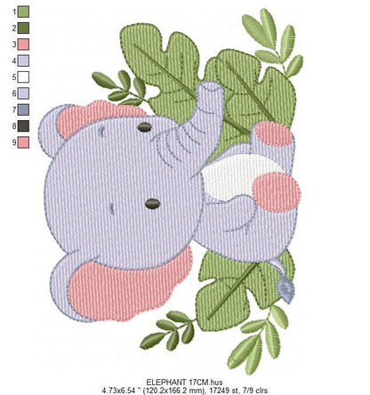 Elephant embroidery designs - Animal embroidery design machine embroidery pattern - Baby girl embroidery file kid embroidery elephant design
