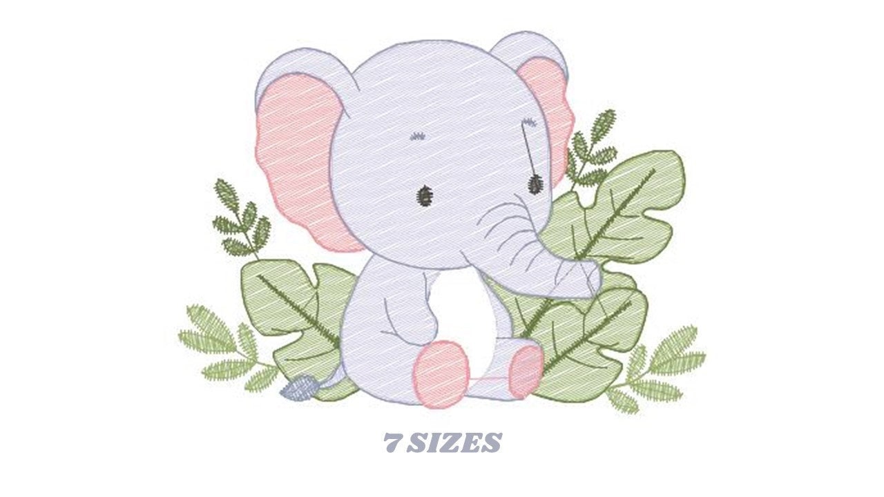 Elephant embroidery designs - Animal embroidery design machine embroidery pattern - Baby girl embroidery file kid embroidery elephant design