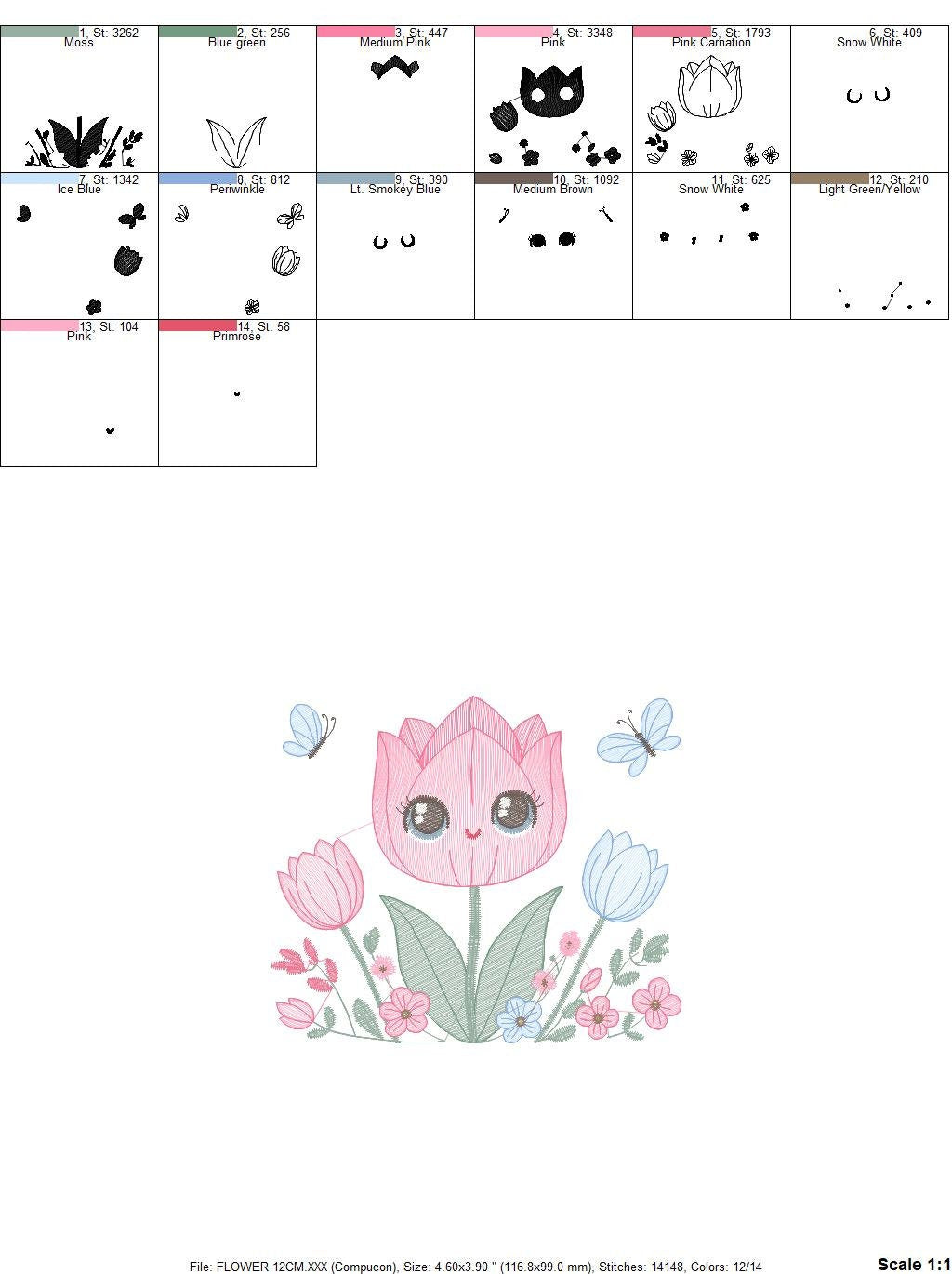 Tulip embroidery designs - Flower embroidery design machine embroidery pattern - Flower corner laurel embroidery file - instant download pes