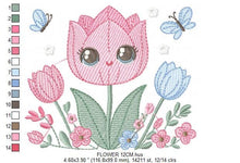 Load image into Gallery viewer, Tulip embroidery designs - Flower embroidery design machine embroidery pattern - Flower corner laurel embroidery file - instant download pes
