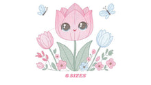 Load image into Gallery viewer, Tulip embroidery designs - Flower embroidery design machine embroidery pattern - Flower corner laurel embroidery file - instant download pes
