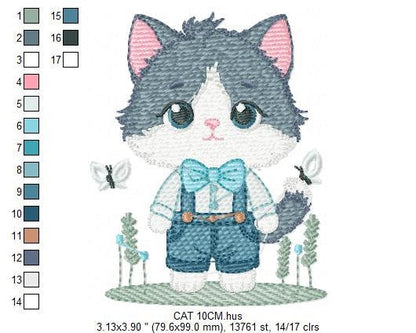 Cat embroidery design - Kitty embroidery designs machine embroidery pattern - Pet embroidery file - Baby boy embroidery - instant download Marcia Embroidery