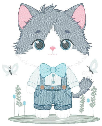 Cat embroidery design - Kitty embroidery designs machine embroidery pattern - Pet embroidery file - Baby boy embroidery - instant download Marcia Embroidery