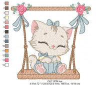 Cargar imagen en el visor de la galería, Cat embroidery design - Kitty embroidery designs machine embroidery pattern - Pet embroidery file - Baby girl embroidery Kitchen cloth Apron
