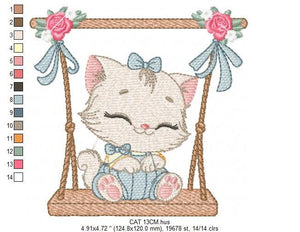 Cat embroidery design - Kitty embroidery designs machine embroidery pattern - Pet embroidery file - Baby girl embroidery Kitchen cloth Apron