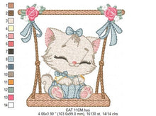 Carica l&#39;immagine nel visualizzatore di Gallery, Cat embroidery design - Kitty embroidery designs machine embroidery pattern - Pet embroidery file - Baby girl embroidery Kitchen cloth Apron
