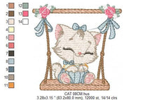 Carica l&#39;immagine nel visualizzatore di Gallery, Cat embroidery design - Kitty embroidery designs machine embroidery pattern - Pet embroidery file - Baby girl embroidery Kitchen cloth Apron
