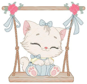 Cat embroidery design - Kitty embroidery designs machine embroidery pattern - Pet embroidery file - Baby girl embroidery Kitchen cloth Apron