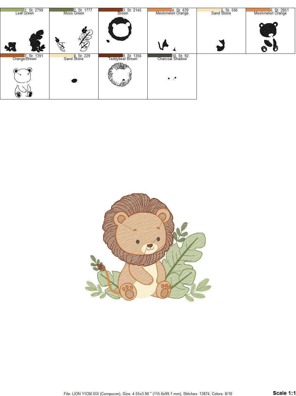 Lion embroidery designs - Safari embroidery design machine embroidery pattern - Baby boy embroidery file - instant download pes jef hus vip
