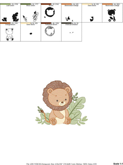 Lion embroidery designs - Safari embroidery design machine embroidery pattern - Baby boy embroidery file - instant download pes jef hus vip