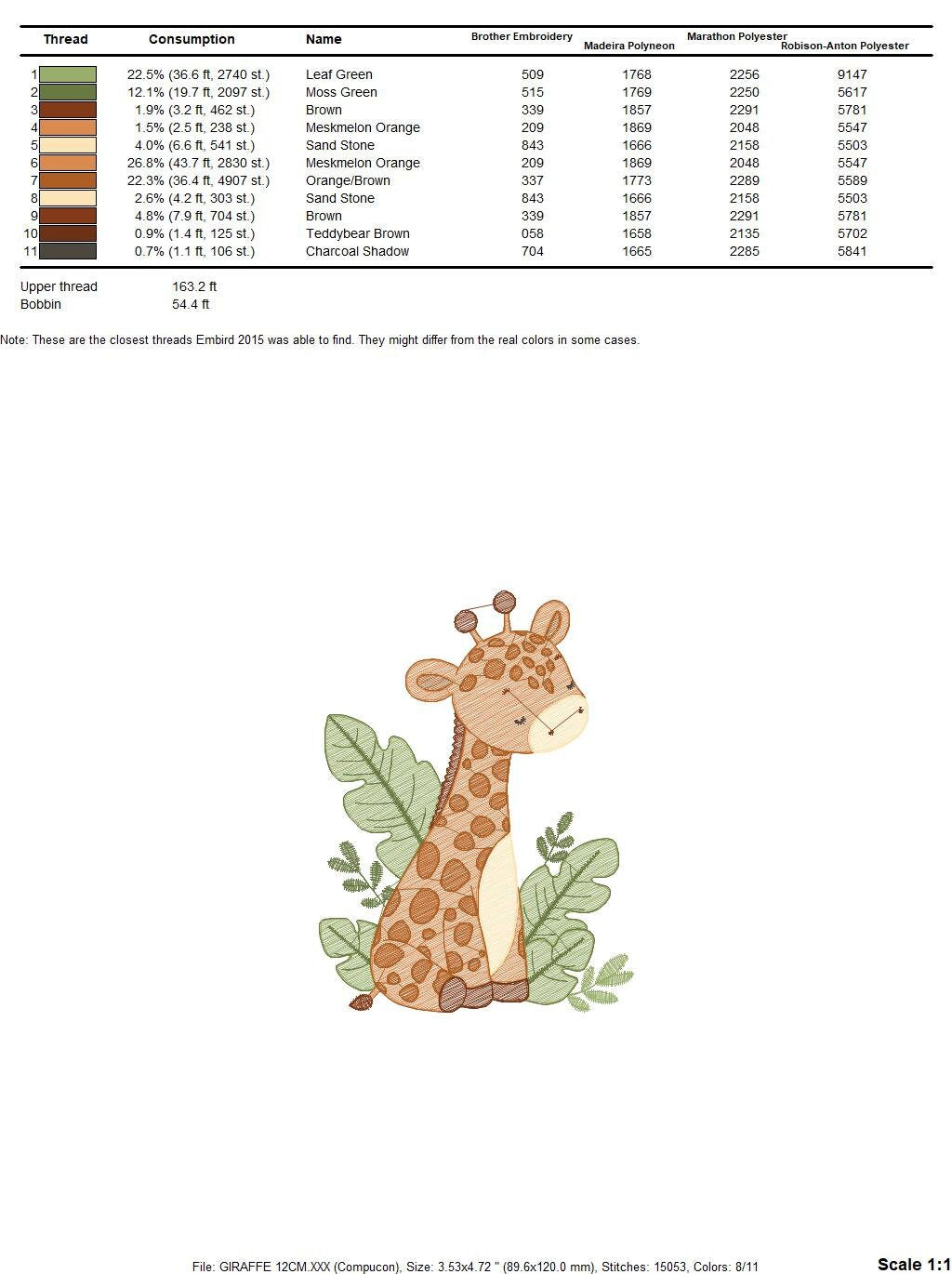 Giraffe with tropical plants embroidery design - Safari Animal embroidery designs machine embroidery pattern - Instant digital download pes - Marcia Embroidery