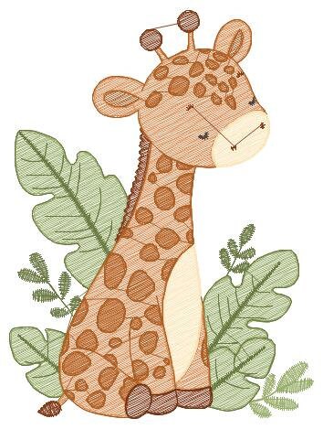 Giraffe with tropical plants embroidery design - Safari Animal embroidery designs machine embroidery pattern - Instant digital download pes - Marcia Embroidery