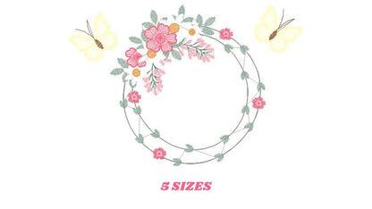 Flower Frame embroidery designs - Delicate Butterfly embroidery design machine embroidery pattern - Wreath embroidery file - girl embroidery - Marcia Embroidery