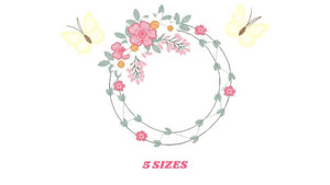 Flower Frame embroidery designs - Delicate Butterfly embroidery design machine embroidery pattern - Wreath embroidery file - girl embroidery