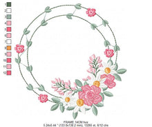 Cargar imagen en el visor de la galería, Monogram Frame embroidery designs - Flower embroidery design machine embroidery pattern - Rose wreath embroidery file - instant download HUS
