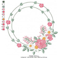 Laden Sie das Bild in den Galerie-Viewer, Monogram Frame embroidery designs - Flower embroidery design machine embroidery pattern - Rose wreath embroidery file - instant download HUS
