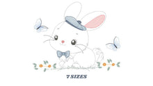 Load image into Gallery viewer, Bunny embroidery design - Rabbit embroidery designs machine embroidery pattern - baby boy embroidery file - Easter embroidery rabbit pes jef
