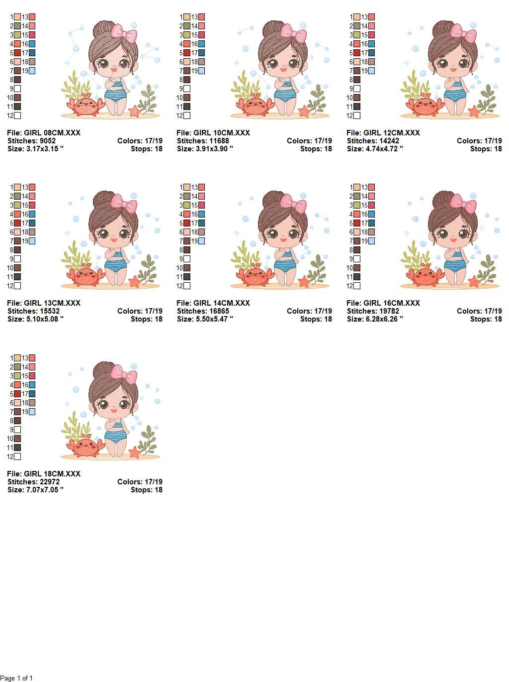 Swimmer embroidery designs - Baby girl embroidery design machine embroidery pattern - Pool embroidery Beach embroidery girl with floater Marcia Embroidery